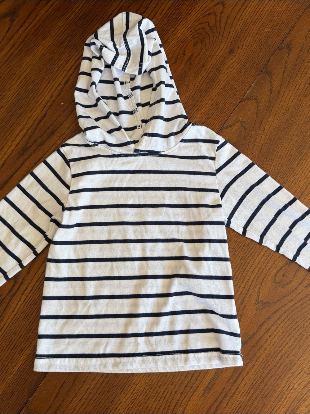 The Children's Place White & Navy Striped Hooded Top